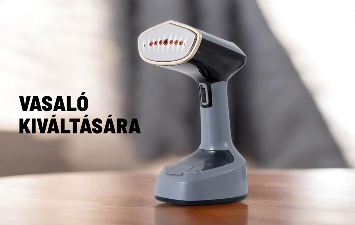 Ez a kézi ruhagőzölő a vasaló kiváltására is alkalmas: 1500 W, 15 másodperc alatt felfűt és kompakt