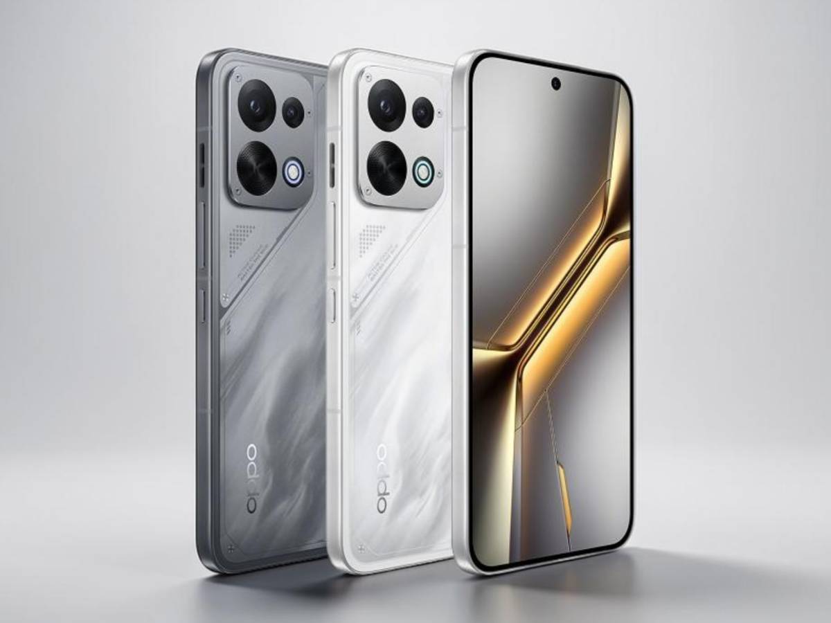 Oppo K15 okostelefon fehér és szürke hátlapja kamerákkal és kijelzővel
