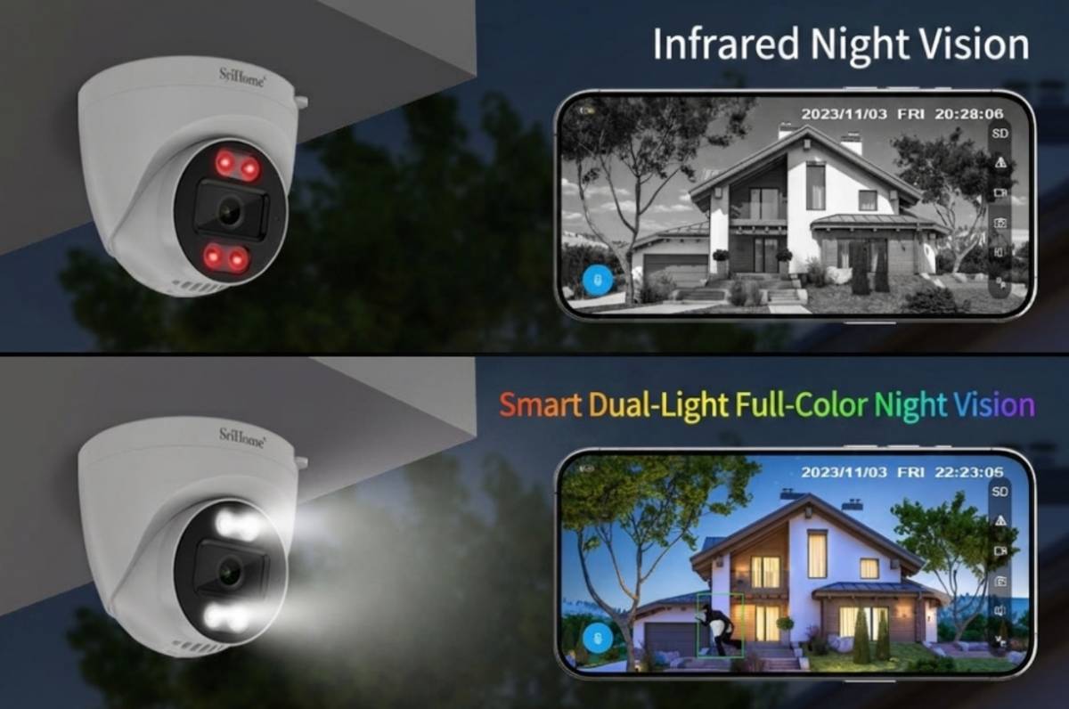 SriHome 5MP PoE NVR kamera éjjellátás