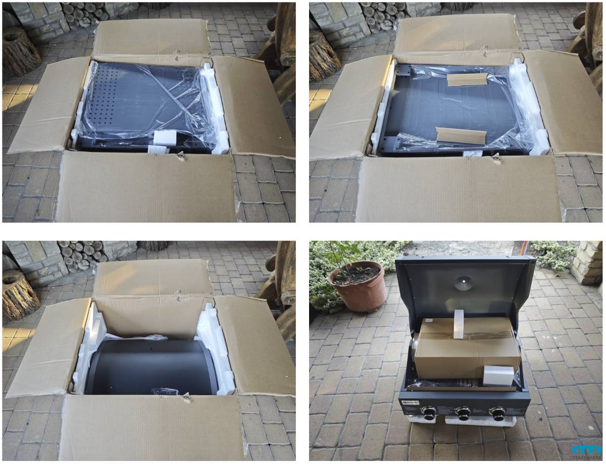 Fieldmann FZG 3006 gázgrill kibontott dobozban