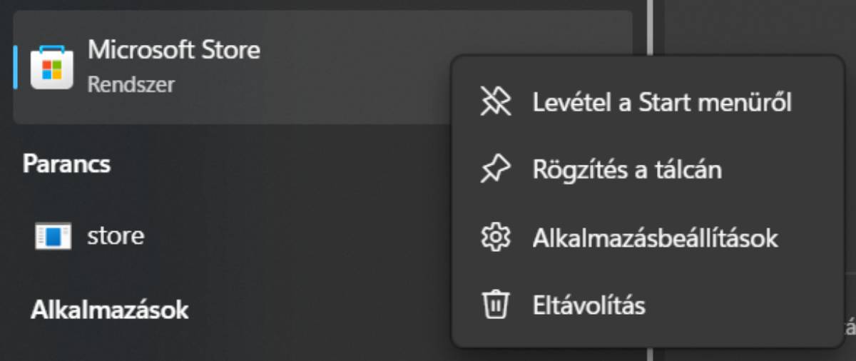 Microsoft Store eltávolítható