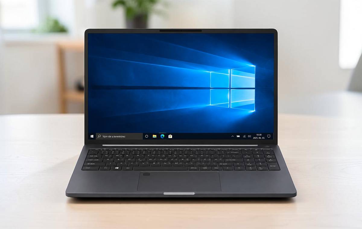 Ninkear A15 Laptop a kijelzőn Windows-zal, egy asztalon
