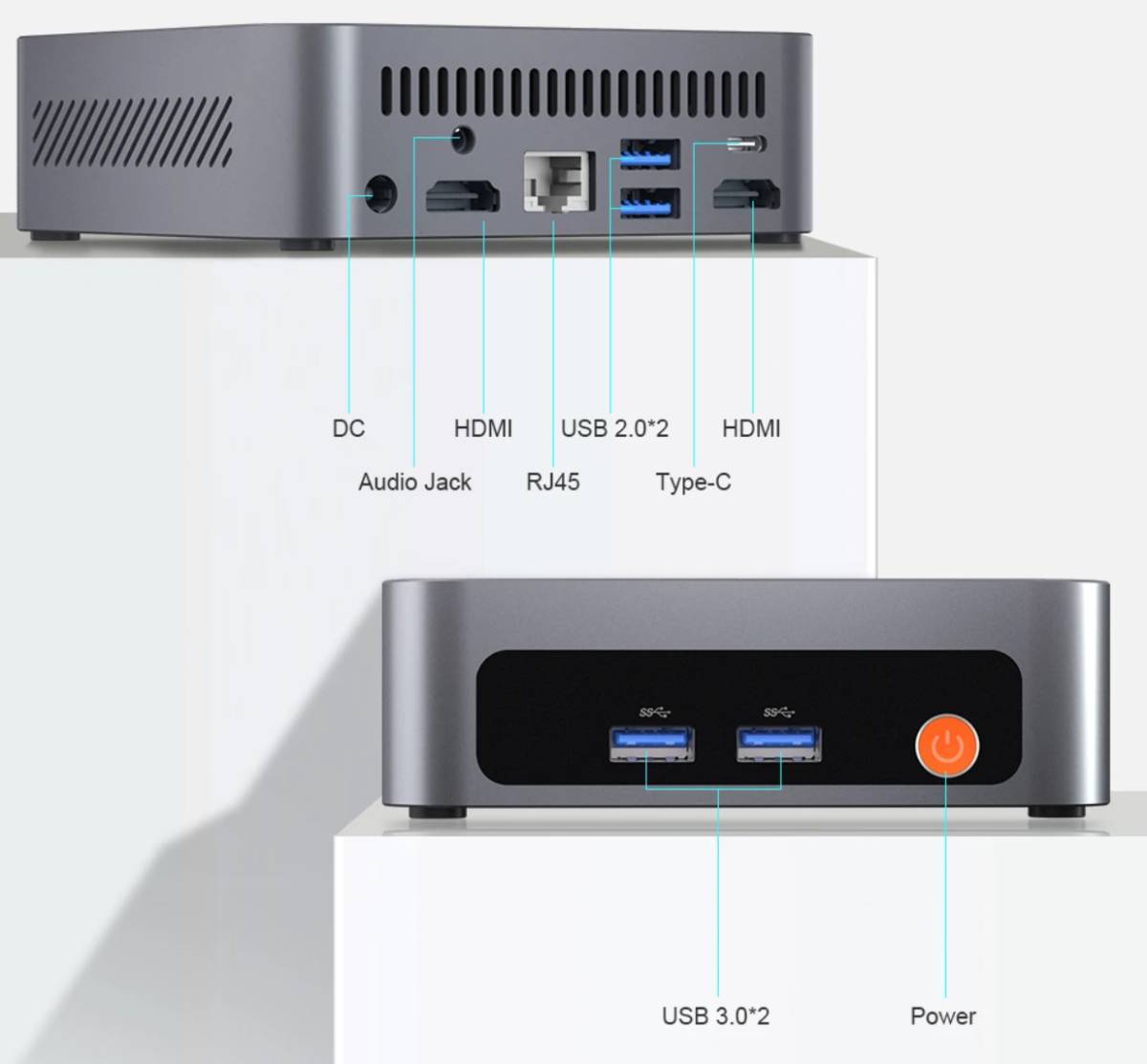 Ninkear M7 Intel Mini PC bemenetek