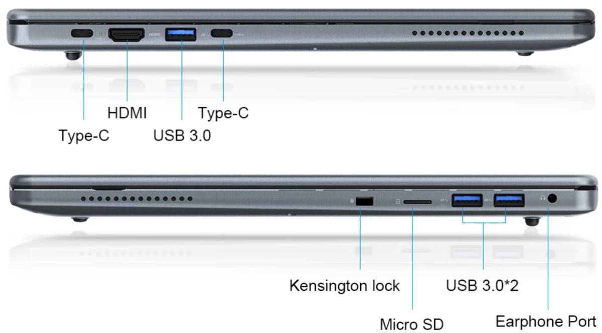 Ninkear N16 Pro laptop csatlakozók