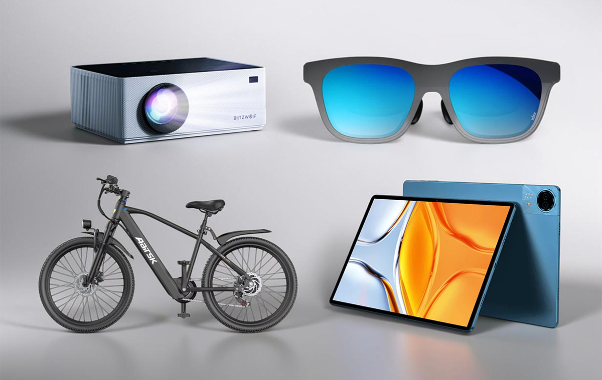 több méteres, szemüvegbe épített kijelző, 14" tablet, 26"-os e-bike, hangszóró
