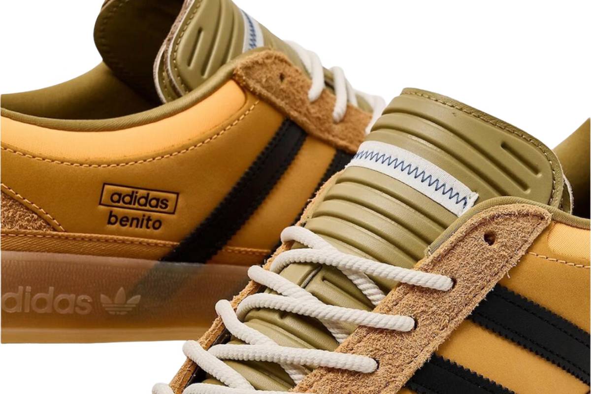 Bad Bunny x adidas Gazelle Indoor "Solar Gold" közelkép