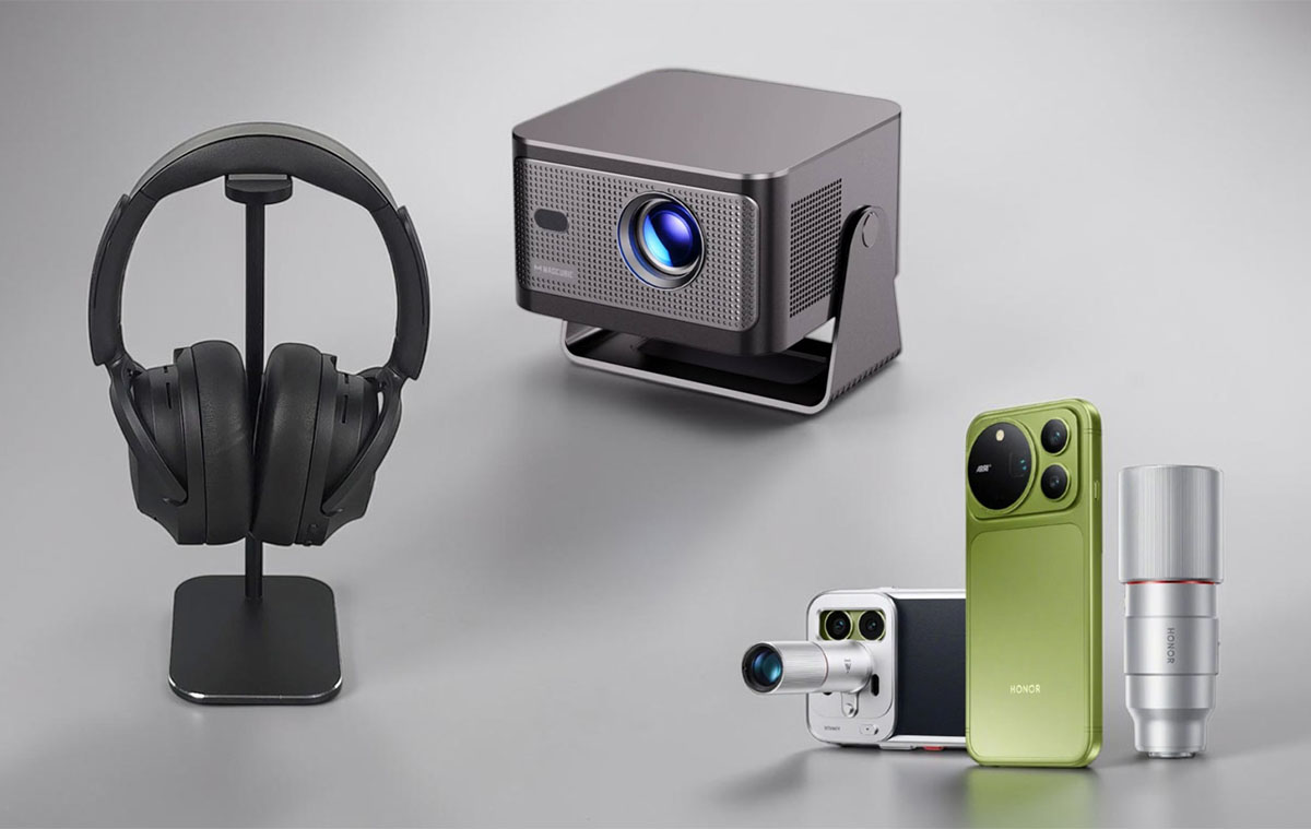 Fejhallgató, szuperolcsó Google TV projektor, HONOR telekonverterrel