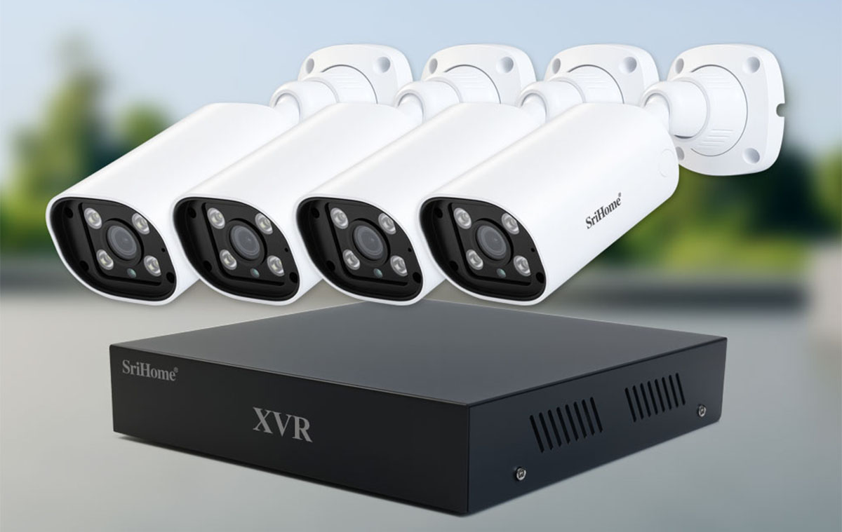 komplett kamerarendszer 4 kültéri kamerával és videó rögzítővel: SriHome NVS007-AHD006