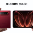 Xiaomi 18 Fold bordó színben összecsukva és kinyitva