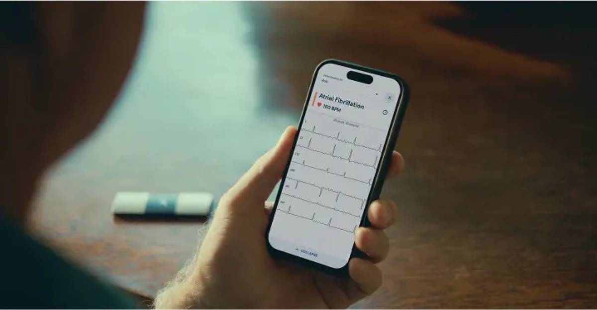 KardiaMobile 6L hordozható EKG eredménye telefonon