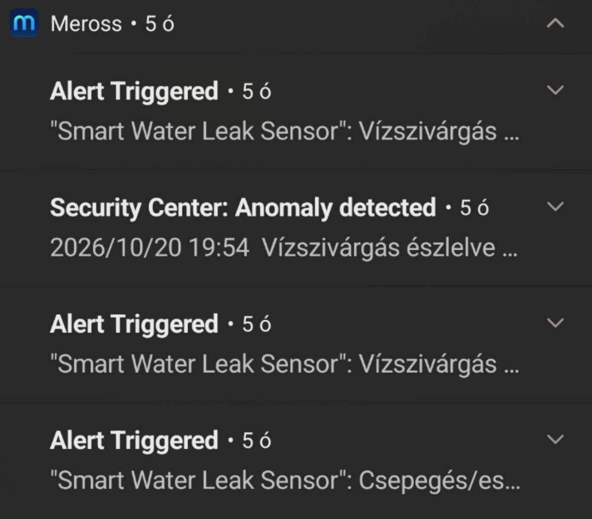 Meross MS420H vízszivárgás riasztás